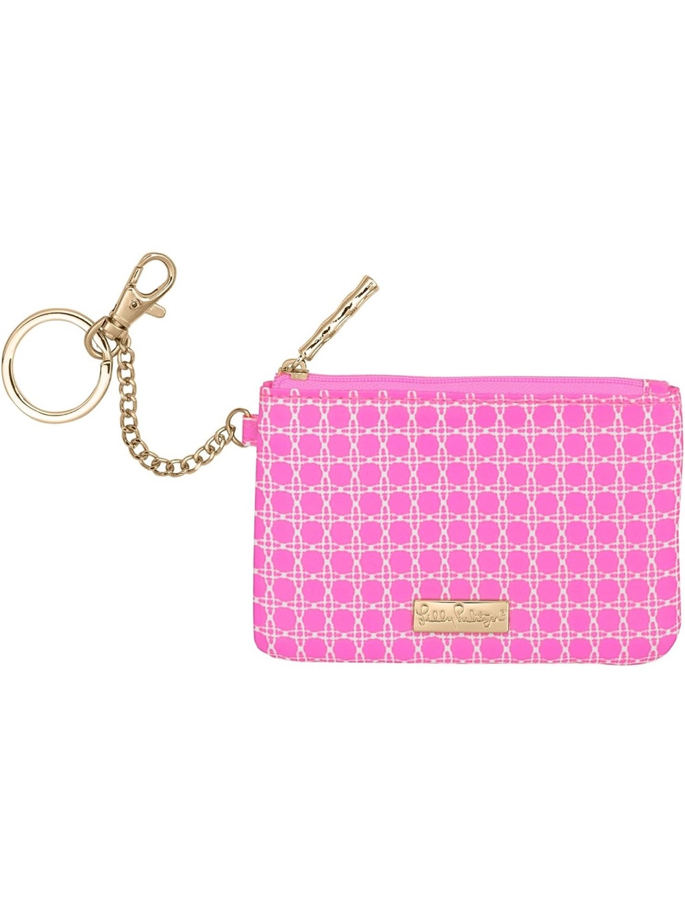 New Lilly Pulitzer Hot Pink Patterned Case & ID Holder Wallet with Gold Hardware